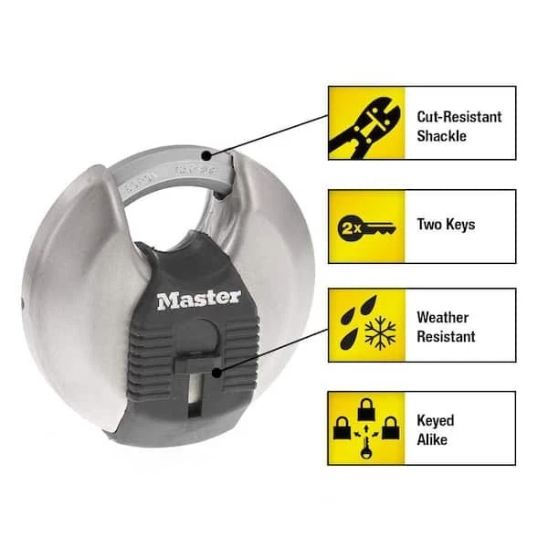 M40XTRI Magnum 2-3/4 in. Wide Stainless Steel Discus Keyed Padlock with 5/8 - Image 4 of 4