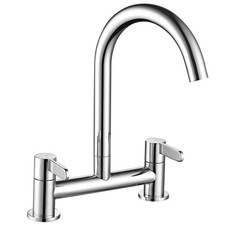 Peppermint Kitchen Mixer Taps 2 Hole Bridge Mixer Tap Kitchen Sink Chrome Dual