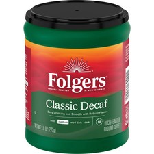 Folgers Decaf Coffee, Ground Coffee, Classic Medium Roast, 9.6 oz Canister