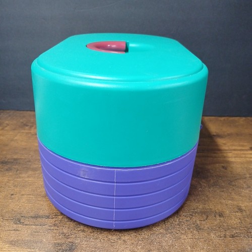 Estuche de almacenamiento original Caboodles vintage espejo 3 niveles púrpura verde azulado años 90’s - Imagen 4 de 9