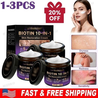 For 10-in-1 Biotin Skin Cream Moisturizer Collagen 1-3PCS All Skin Types ~20%OFF