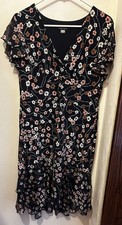 Tommy Hilfiger Floral Fit & Flare Knee Length Dress Size 14 Flutter Sleeve