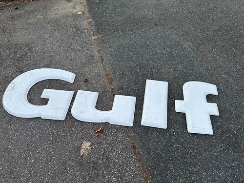 Vintage Large Gulf Gasoline Letters SIGN 24” Letters Gas Oil Station