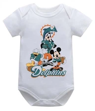 Miami Dolphins Disney Lil Fan Baby Bodysuit 3-6m 6-9m 9-12m 