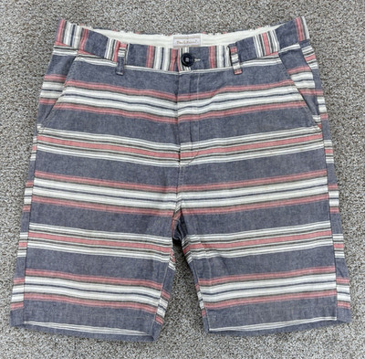 Deus Ex Machina Chino Shorts Men's M (34x8'') Blue Red Baja Striped 100% Cotton