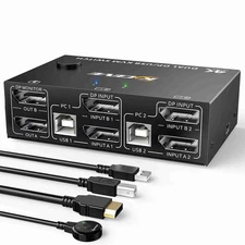 KCEVE 4K Dual DP/USB KVM Switch KC-KVM202DPA