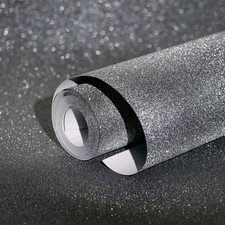 Amiya Dark Gray Glitter Vinyl Contact Paper 17.3"×120" Self Adhesive Sparkl