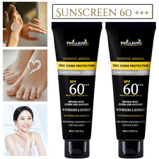 SPF 60  Sunscreen Lotion  Sun Protection  Lightweight Non Greasy - Pack 2