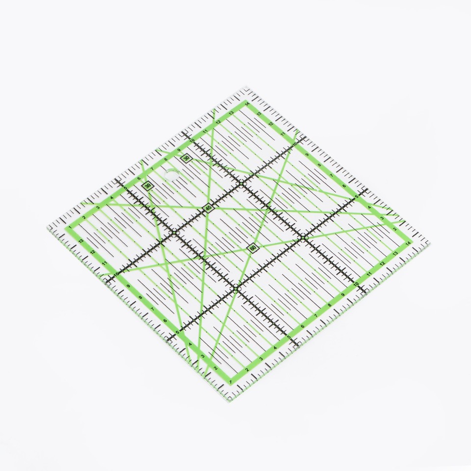 Lexan Ruler Patchwork Ruler 15x15cm Acrylic Quilting Ruler with Green Black Grid ...