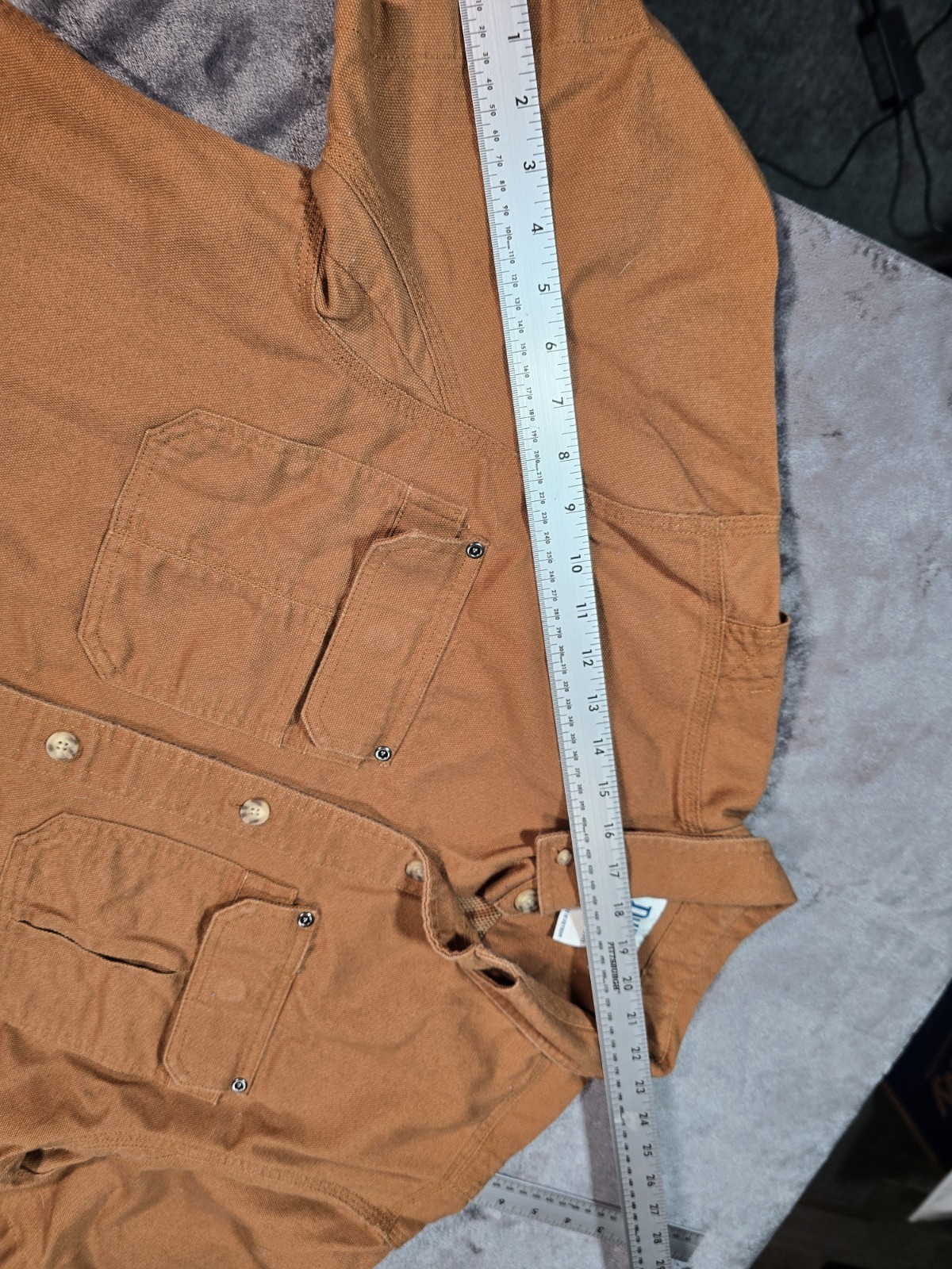 Duluth Trading Co Shirt Mens L Brown Canvas Relaxed Fit Work Wear Vented 