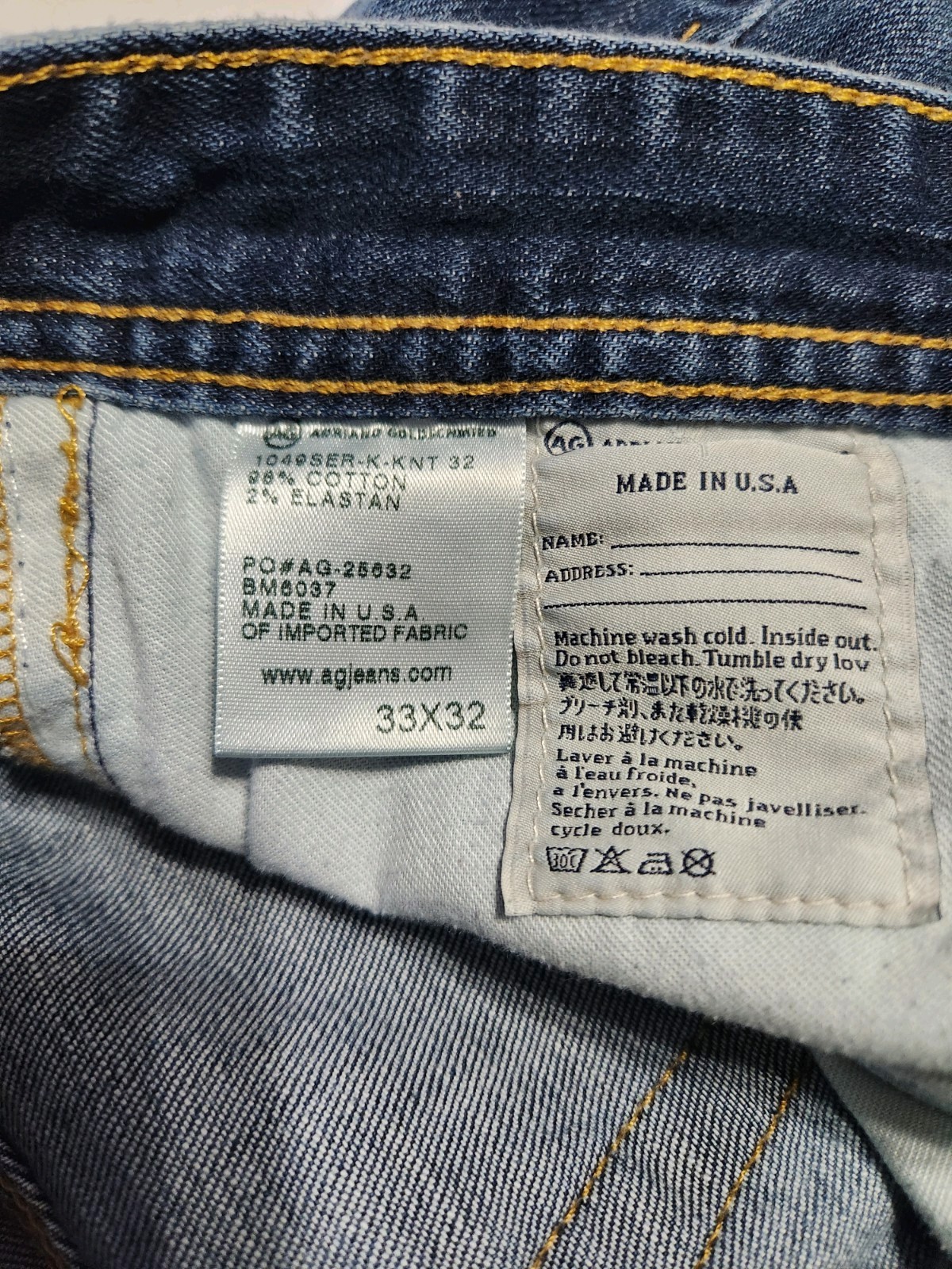 Adriano Goldschmied AG size 33 W 32 L The Protege Straight Leg Mens Jeans Denim thumbnail 7