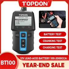 TOPDON BT100 12V Car Battery Tester Load 100-2000CCA Analyzer Automotive Digital