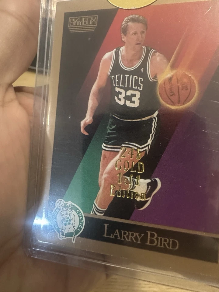 Larry Bird 1990 Skybox oro 24k 1 de 1 edición Foto 2 de 4