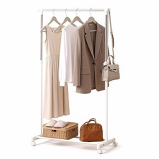 Clothing Rack with Wheels, Adjustable Height Rolling Garment Rack