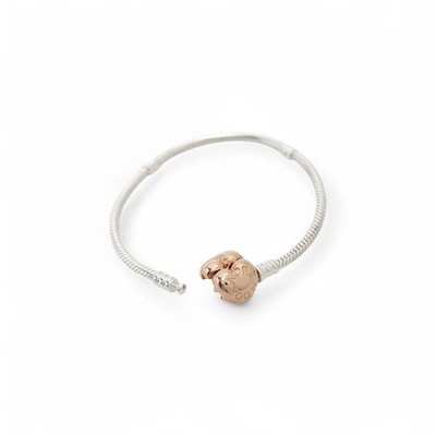 Pandora Heart Clasp Snake Chain Bracelet Silver Rose Gold 18cm