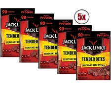 5x Packs Jack Links Tender Bites Teriyaki Beef Steak - 1.25oz