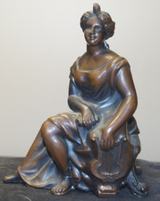 Antique C 1908 Waterbury DIANA #402 Spelter Mantle Clock Topper / Accent Statue