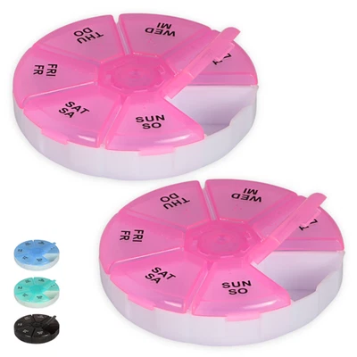 2 Pillendose 7 Tage Medikamentenbox Tablettendose Tablettenbox Runde Pillenbox - Bild 1 von 4
