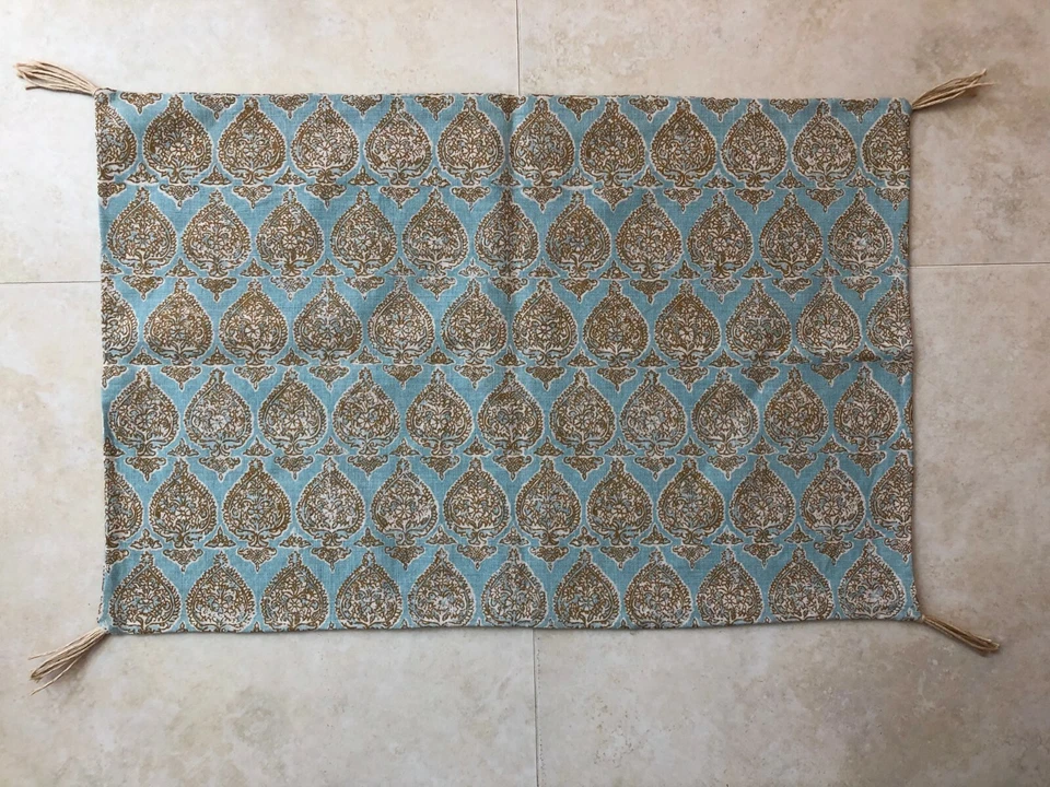 RAOUL TEXTILES Sari Robins Egg Blue Paisley Linen Throw Pillow Cover New - Image 3 of 3