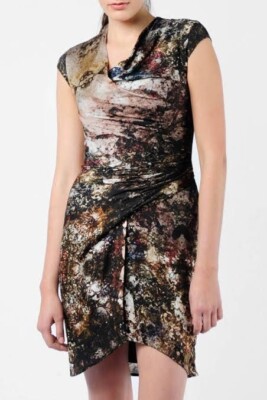 helmut lang draped mini dress Helmut Lang Draped Mini Dress Womens 4 Silk Blend Plum Luxury Designer NEW