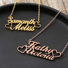 Personalized Couple Custom Double Name Necklace Stainless Steel Jewelry Pendant