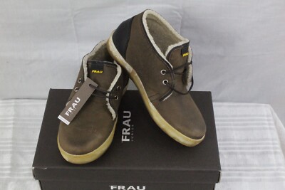 Frau Boys' Fango West Sherpa Lined Italian Leather Shoes 2.5 Brown NWB