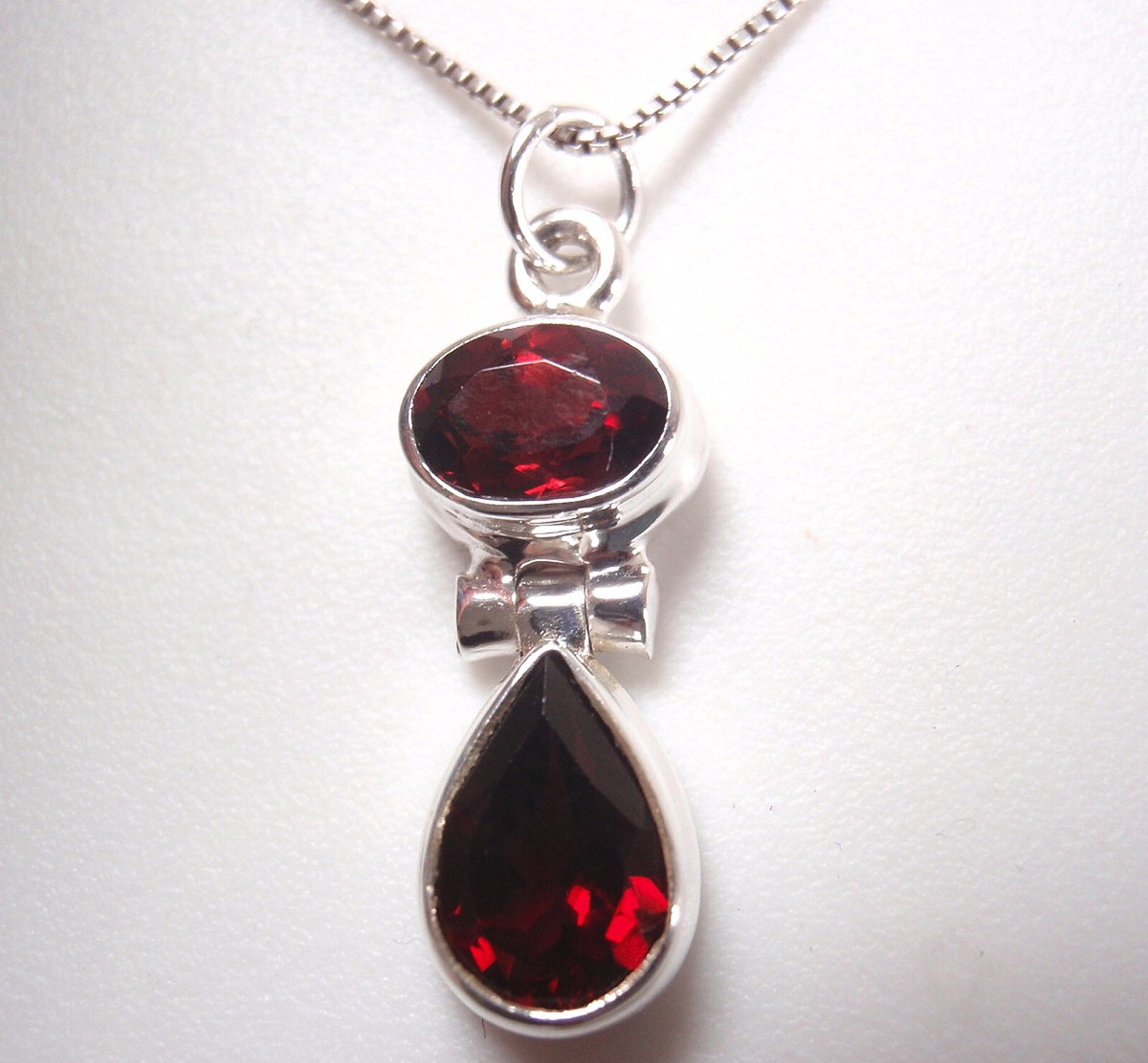 ネックレス・ペンダント EOU STUDIO Garnet Crown Necklace Faceted Garnet Teardrop Double Gem 925 Sterling Silver
