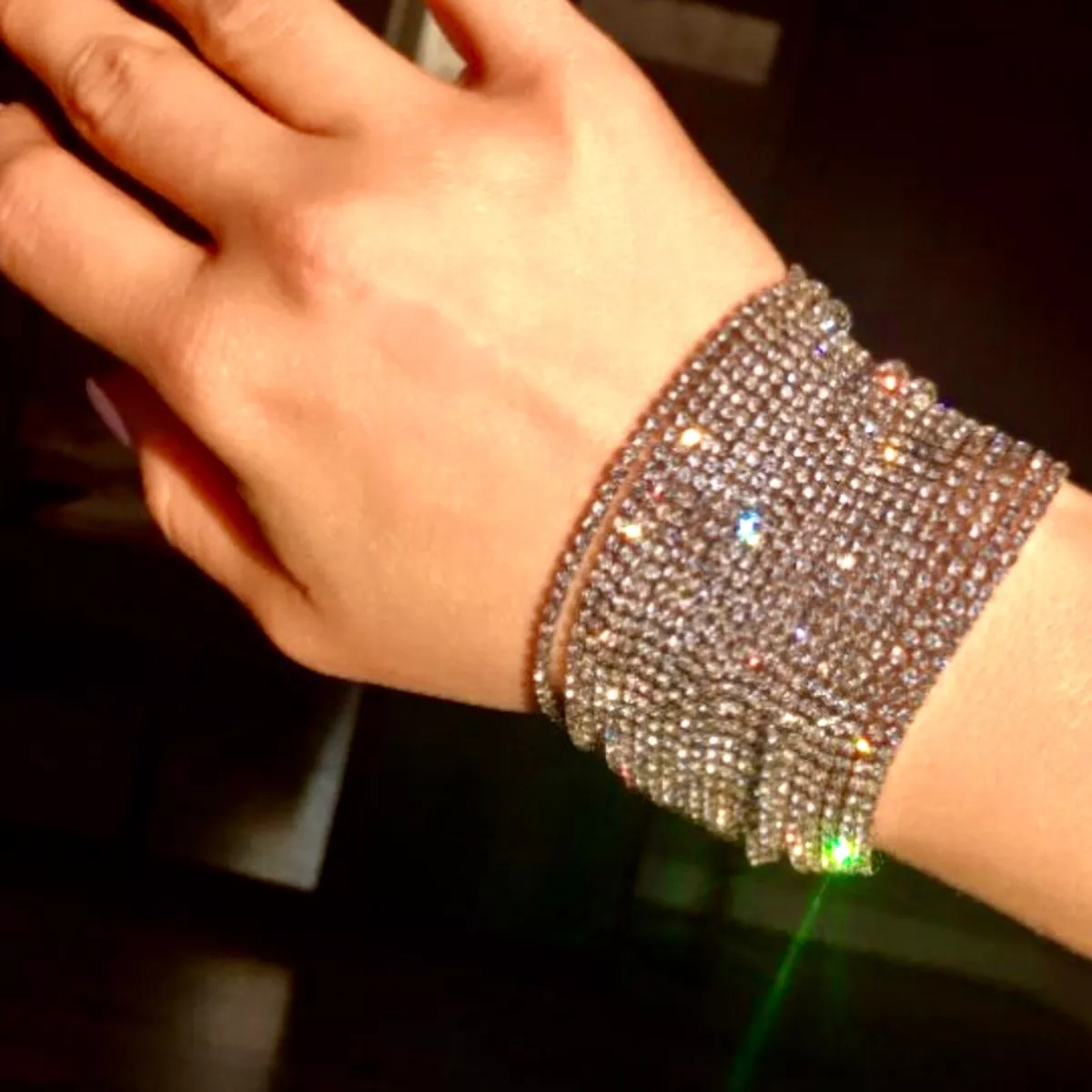 14k White Gold Plated Multi Chain Wrap Bracelet made w Swarovski