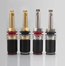 4pcs Gold Rhodium Plated HiFi Binding Post Socket Terminal for Amplifier Speaker