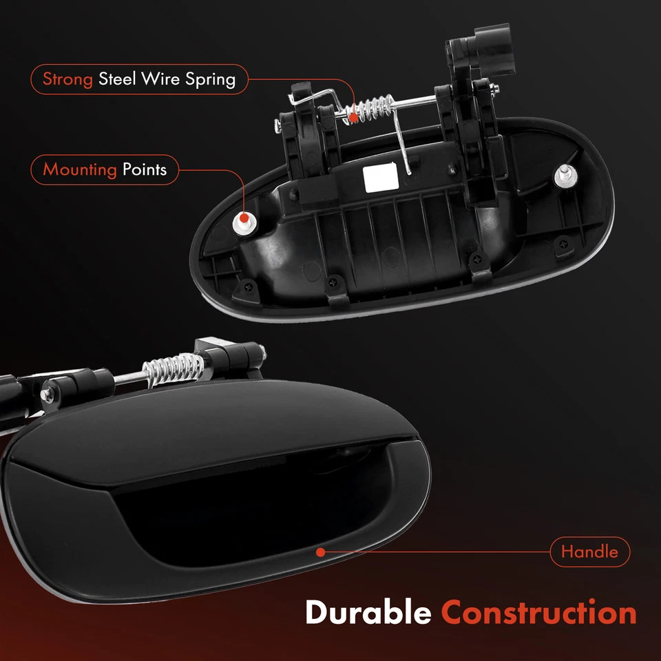 Manija de puerta exterior negra imprimada lateral del pasajero trasero para Kia Spectra 2002-2004 Foto 4 de 4