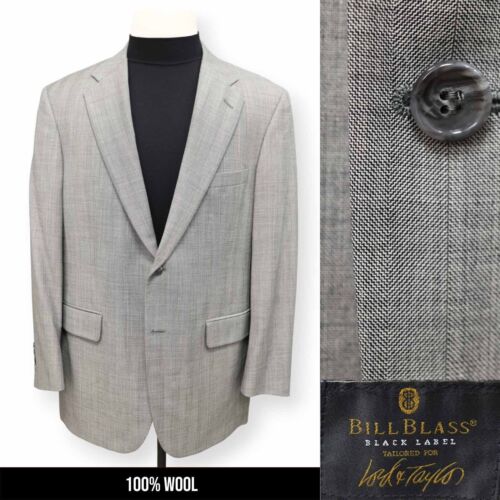 BILL BLASS BLACK LABEL mens gray 100% WOOL sport coat suit jacket blazer 42 R