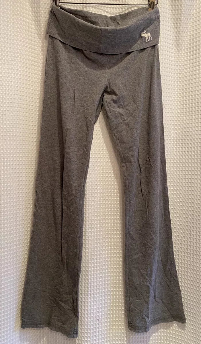 Abercrombie Fitch~Logo Fold Yoga Gym Pants~M Medium~Gray~Cotton~Stretch~Vintage