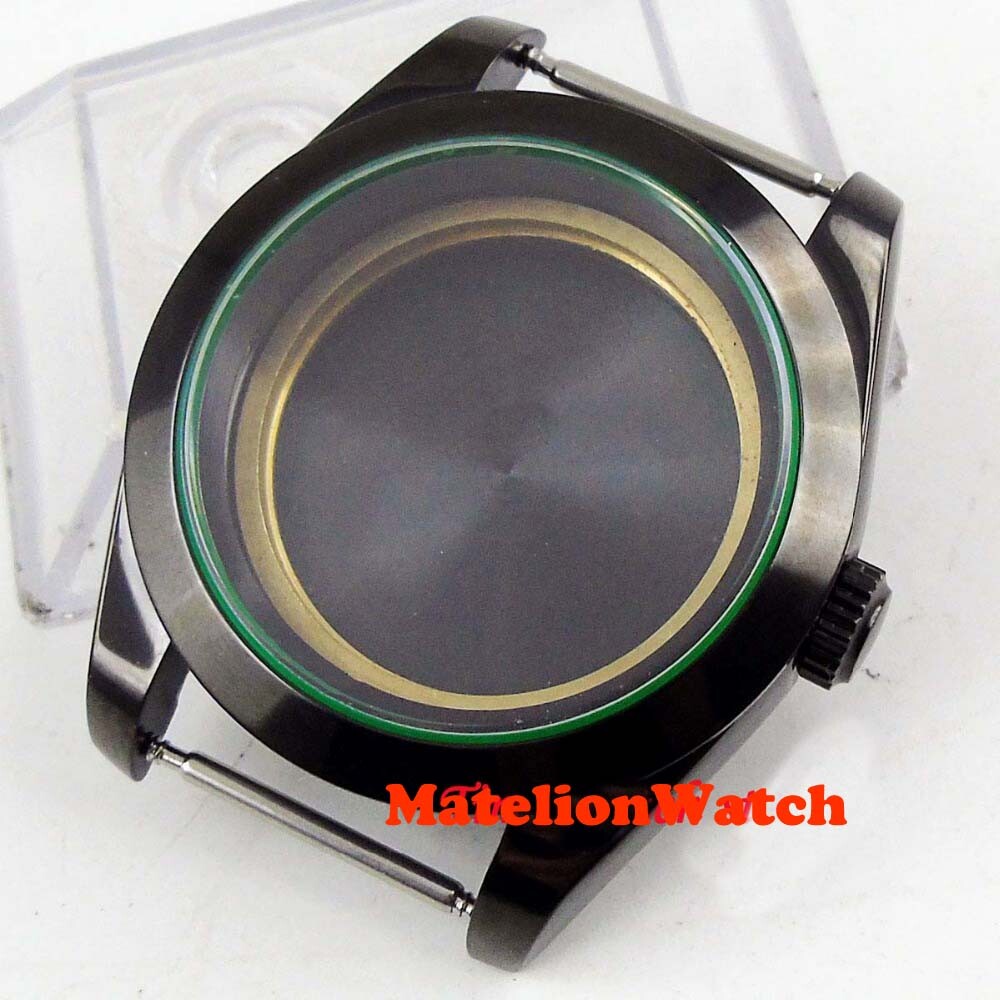 40mm PVD watch case men's sapphire black fit 3804 ETA 2836 Miyota