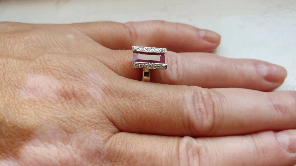 ANILLO DIAMANTE RUBÍ NATURAL PLATINO ALTA CALIDAD TALLA 5,75 15,9 GR Foto 2 de 4