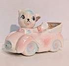 Vintage 1950s Porcelain Baby Lamb Sheep Convertible Car Figurine Decor Planter