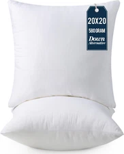 Utopia Bedding Throw Pillows Insert (Pack of 2, White) - 20 X 20 Inches Bed and