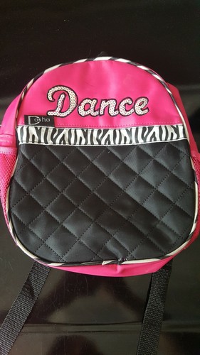Sparkly Pink/Black Zebra Dasha Dance Bag Backpack - Small with zippers 