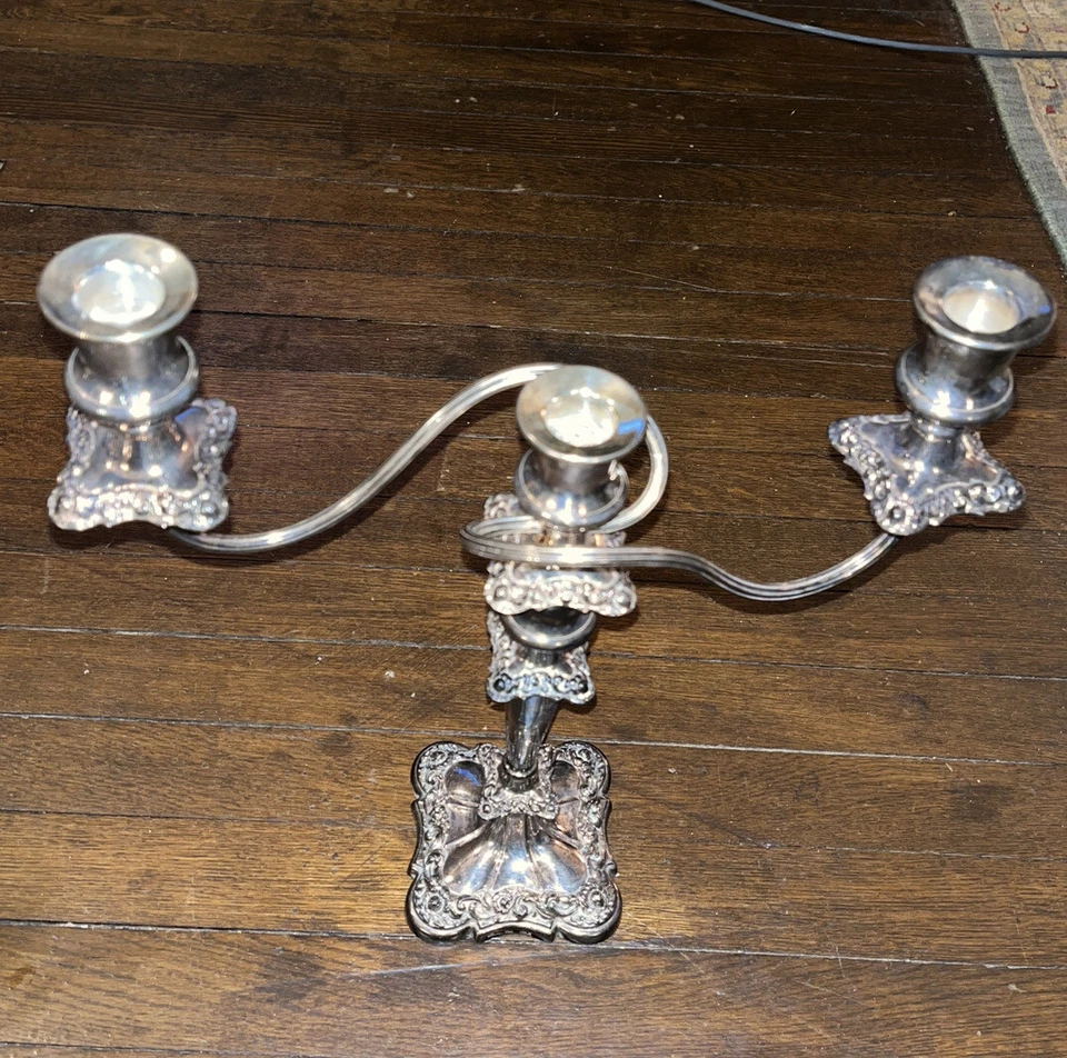 Antiguo Par de Candelabros BARKER-ELLIS Serpentina Victoriana 3 Brazos 15" Foto 3 de 4