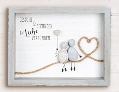 Gilde Steinbild Gesucht und gefunden Liebe handmade 3D Holzrahmen 51822