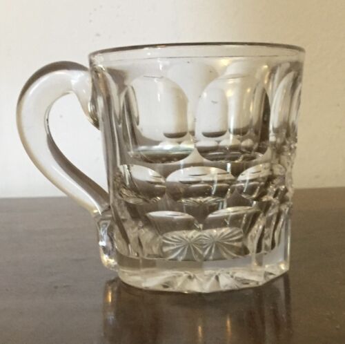 Antique 19th c. Argus Cut Glass Handled Punch Cup American Federal Empire Mug - Picture 1 of 12