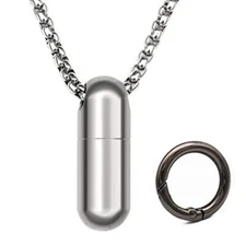 Titanium Mini Pill Case Pendant Necklace Waterproof Pill Holder Container