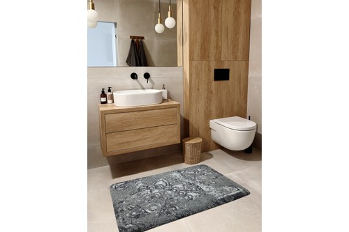 Amazing Modern BATHROOM RUG soft FROTTE antislip rosette grey High Quality - Picture 3 of 6