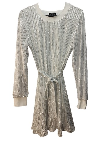 Simply Vera Wang Damen Kleid Medium Pailletten Langarm Mini Urlaub Silvester