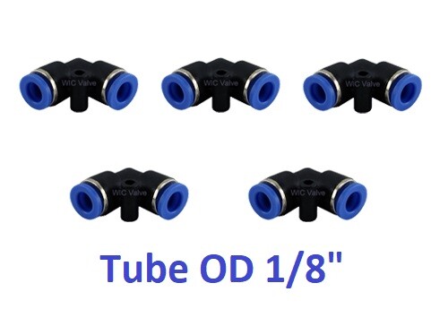 Pneumatic Elbow Union Tube OD 1/8" L Shape Push In To Connect Fitting 5 Pieces - Picture 1 of 1