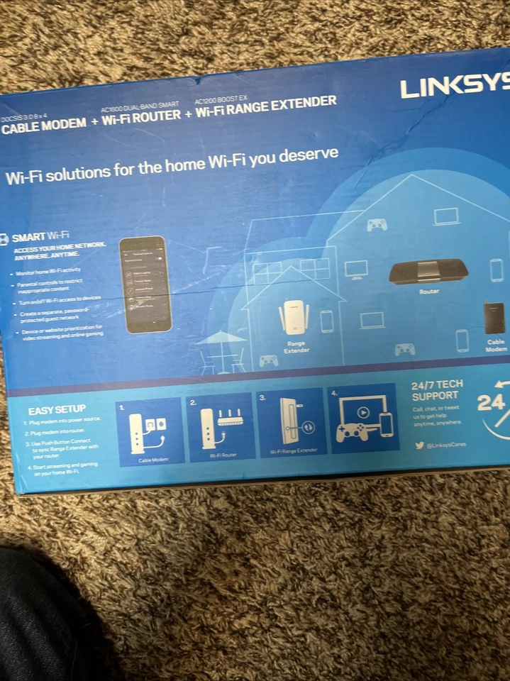 Brand New Linksys Home DOCSIS 3 Cable Modem + Router + Extender Bundle F5Z0644 - Image 4 of 4