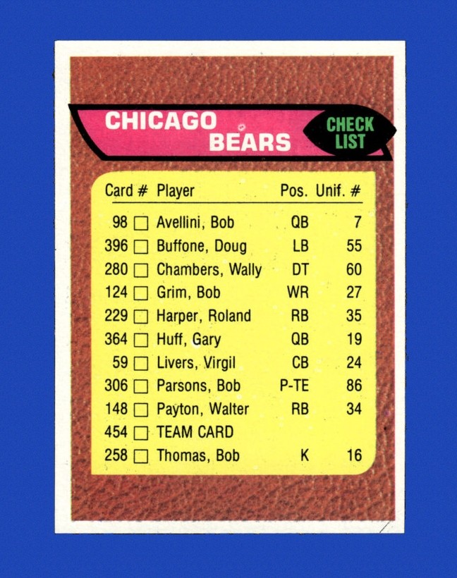 1976 Topps Set-Break #454 Chicago Bears Cl NM-MT OR BETTER *GMCARDS*