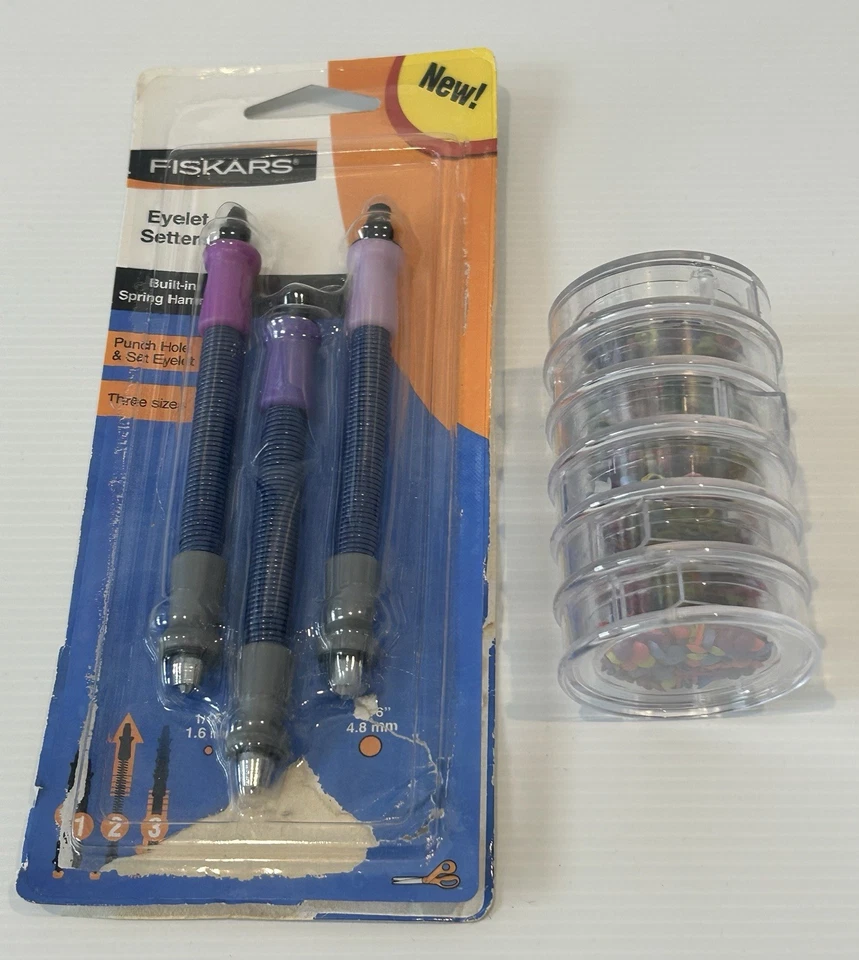 Fiskars Eyelet Setters, 3 Piece Set - Spring & Eyelets And Embellishments VGC - image 3 of 4