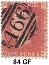 Stamp Used SG43 Plate 84 Letters GF  [Cat �3] (S1349)