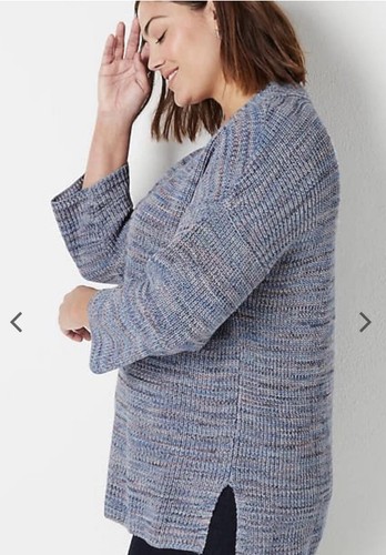J Jill Easy drop shoulder sweater knit blue, pink, purple v-neck size XL cotton - Picture 10 of 11