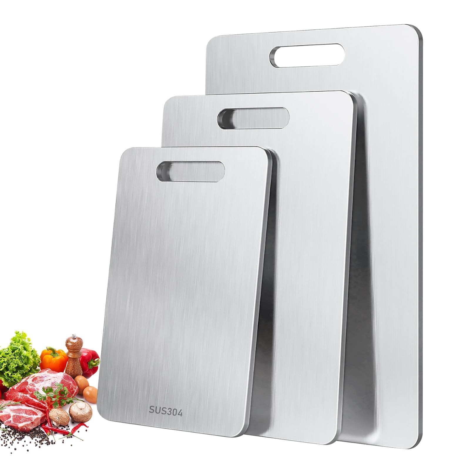 Set 3 Taglieri Acciaio Ecologici Riciclabili senza Plastica BPA